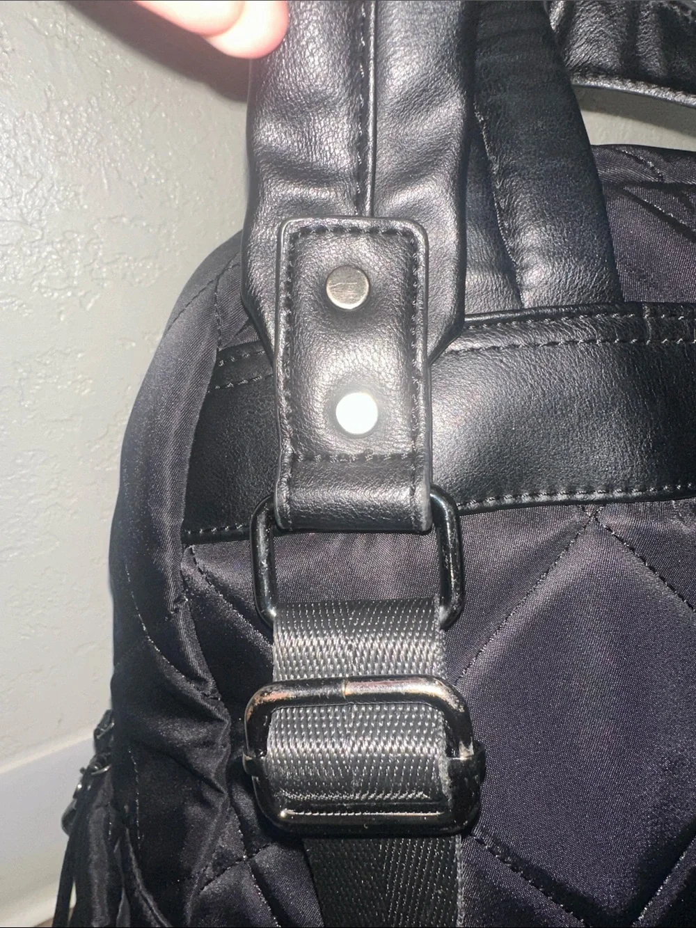 Peloton Black Quilted Men's Backpack with Front Zip Pocket